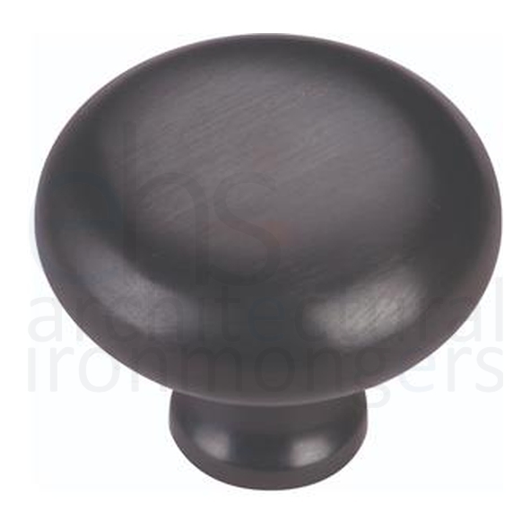 C113 32-BKMT • 32 x 15 x 29mm • Matt Black • Heritage Brass Bun Cabinet Knob